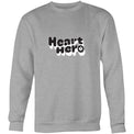 Light grey marle Heart Foundation unisex sweatshirtfeaturing Heart hero design in black/white print.