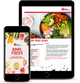 Heart Foundation Bowl Foods Recipe eBook image showing Salmon Poke Bowl  on tablet device and cover on mobile