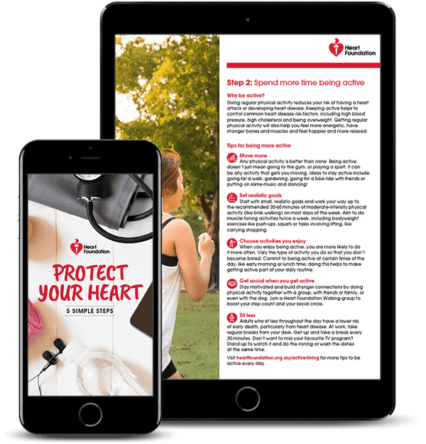 Protect Your Heart eBook image features Step 2: Spend more time being active | Heart Foundation