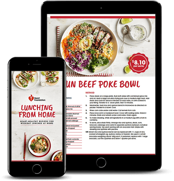 Lunching from Home Recipes eBook image showing Cajun Beef Poke Bowl | Heart Foundation